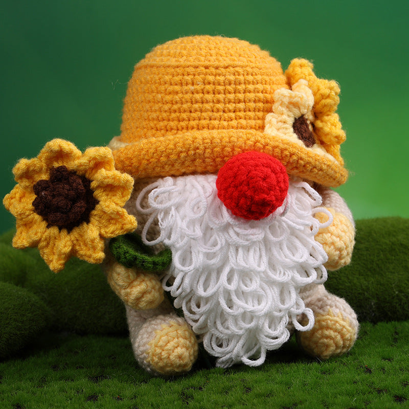 Handmade Crochet Sunflower Gnome – Cute Amigurumi Garden Elf Stuffed Toy