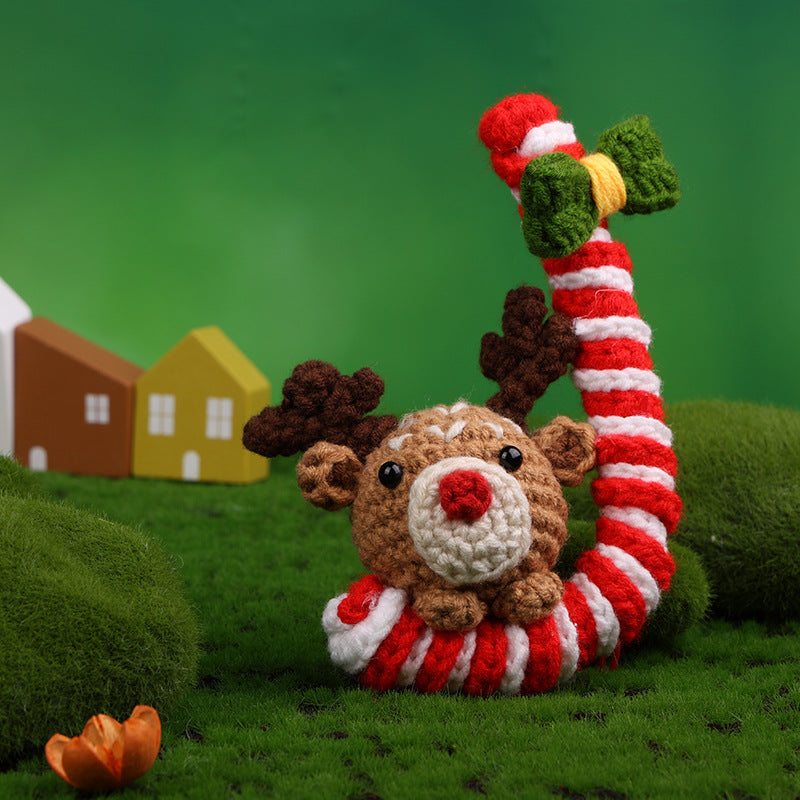 Handmade Crochet Reindeer Candy Cane – Cute Amigurumi Christmas Ornament Toy