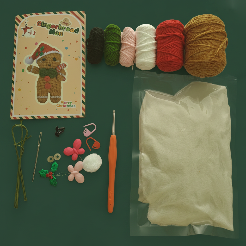 Crochet Gingerbread Man Plush – Handmade Christmas Gift & Holiday Ornament