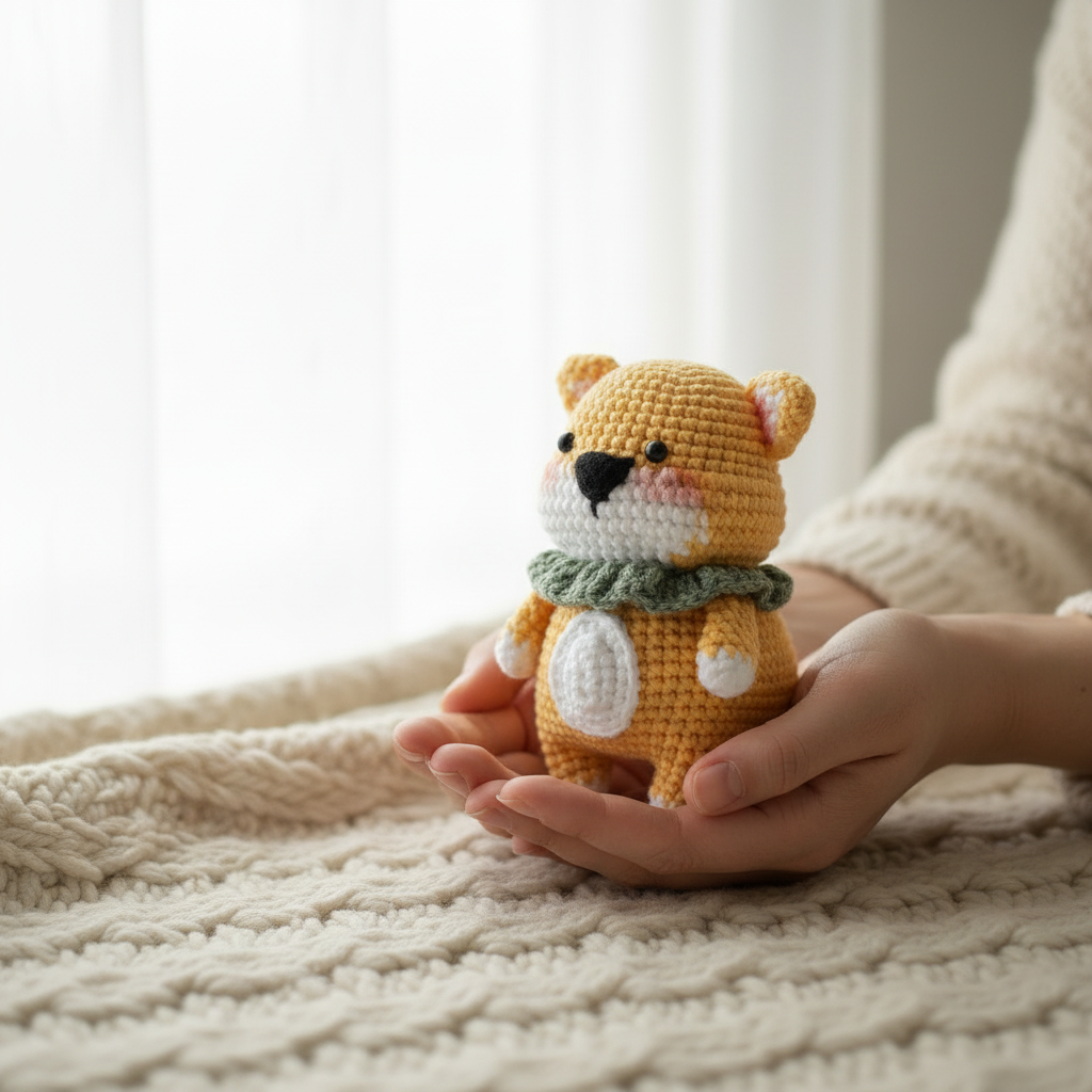 Crochet Corgi in Hands