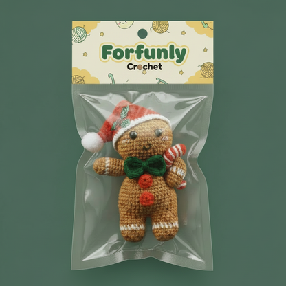 Crochet Gingerbread Man Plush – Handmade Christmas Gift & Holiday Ornament