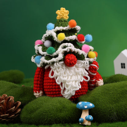 Handmade Crochet Christmas Tree Gnome – Cute Amigurumi Santa Elf Holiday Decoration