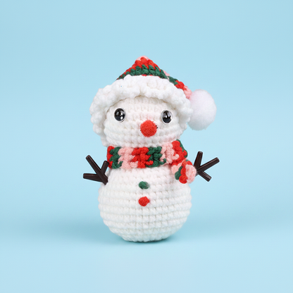 Crochet Snowman - Light Blue Background