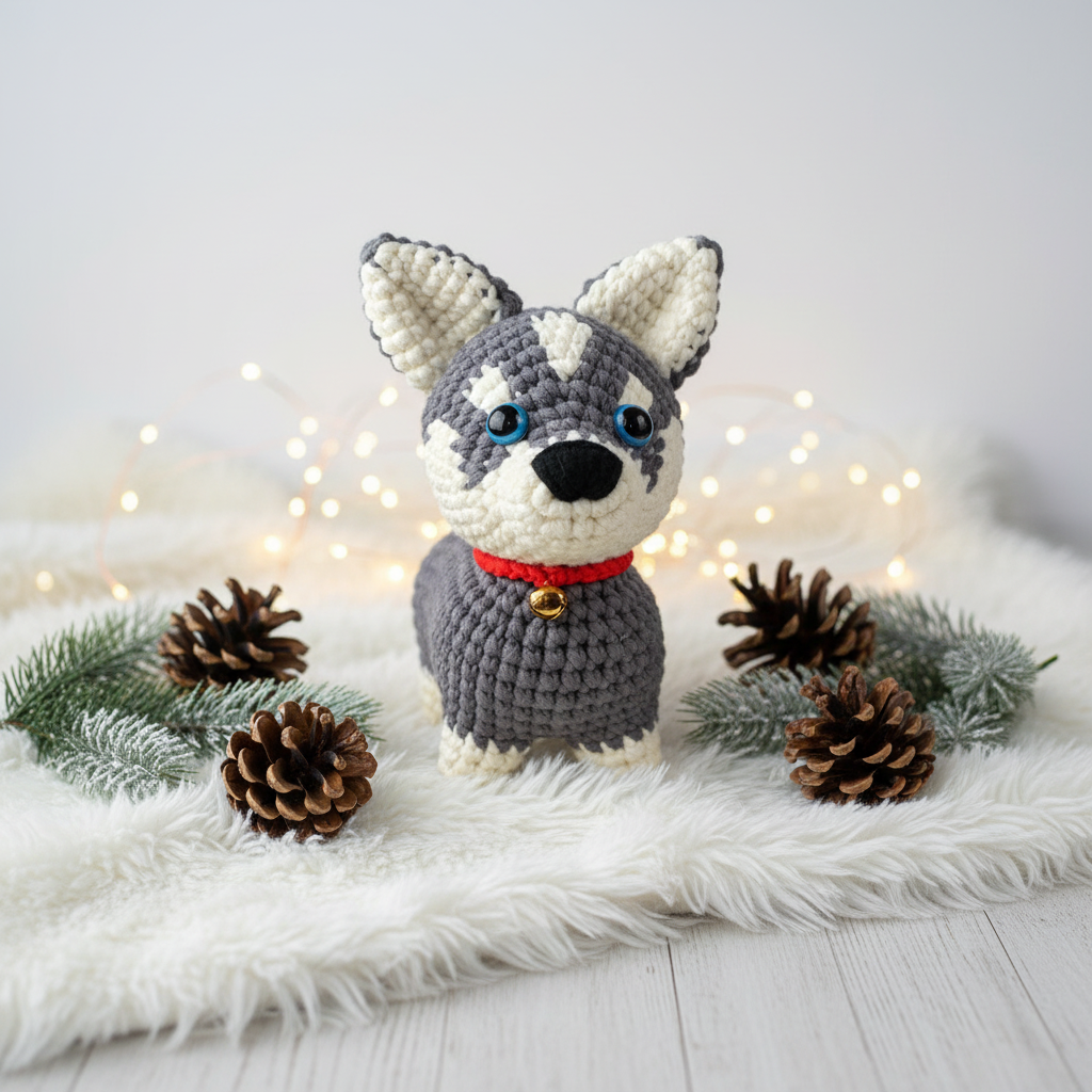 Husky Crochet Toy Lifestyle Scene