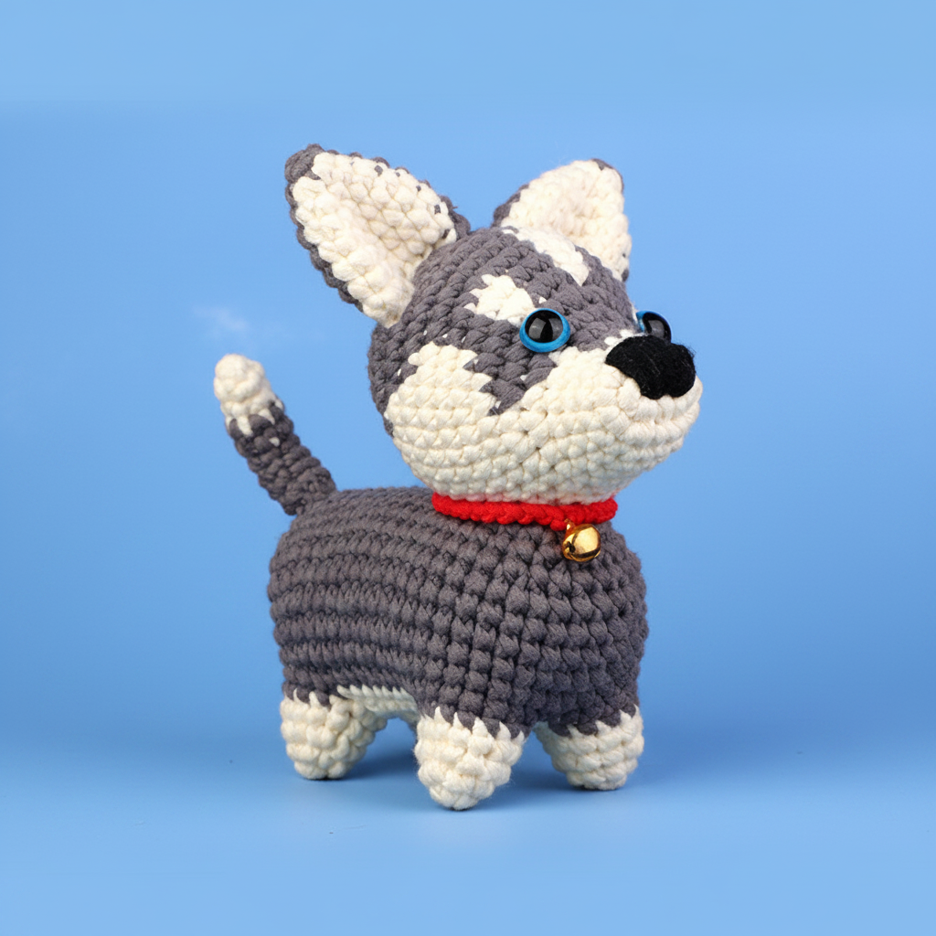 Husky Crochet Toy - Solid Background